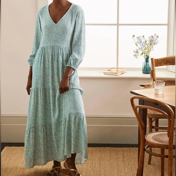 Boden Floral Tiered Maxi Dress Size 16/18 - Picture 1 of 8